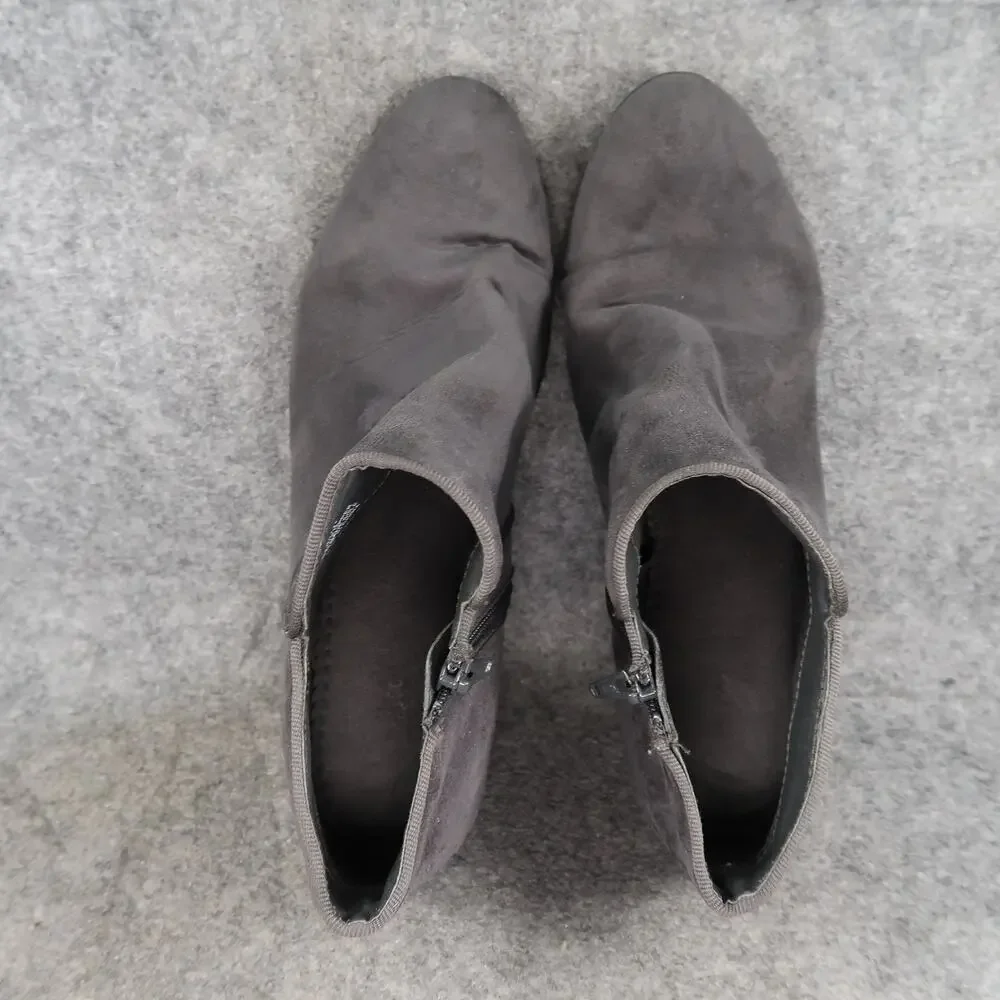 Style&Co Shoes Womens 9.5 Ankle Booties Fashion Casual Grey Zip Block Heel Boot